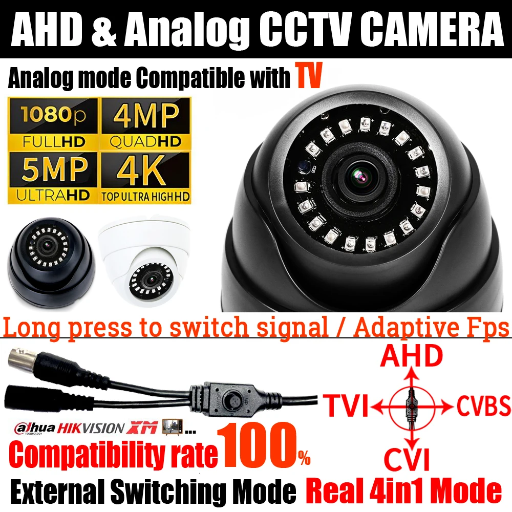 

LASER Night Vision 4MP/5MP/4K 1080P Ultra AHD Dome Camera CCTV TVI/CVI/Analog 4in1 External OSD Switch Indoor HD Digital Monitor