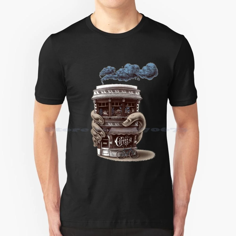 Bella Caffetteria House Cup Design T Shirt 100% Cotone Tee Cofee Koffee Coffee Cup Coffee House Smoke Train Take Away Xxl