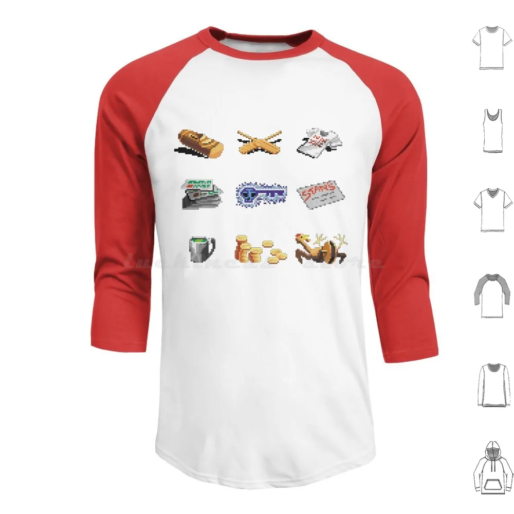 Monkey Island Items Felpe Con Cappuccio Manica Lunga Monkey Island Videogiochi Retro Pixel Art Retrogaming Pixel Play Videogame Geek