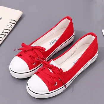 Women's Canvas Small White Shallow Cut Summer Flat Sport Casual Ladies Soft Shoessneakers Zapatos De Mujer Platform Sneakers 1