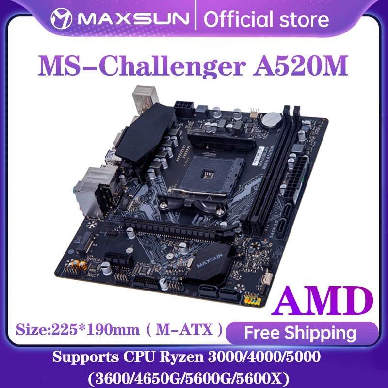 Amd Motherboard Maxsun A520m Motherboard Am4 Ryzen 5600g