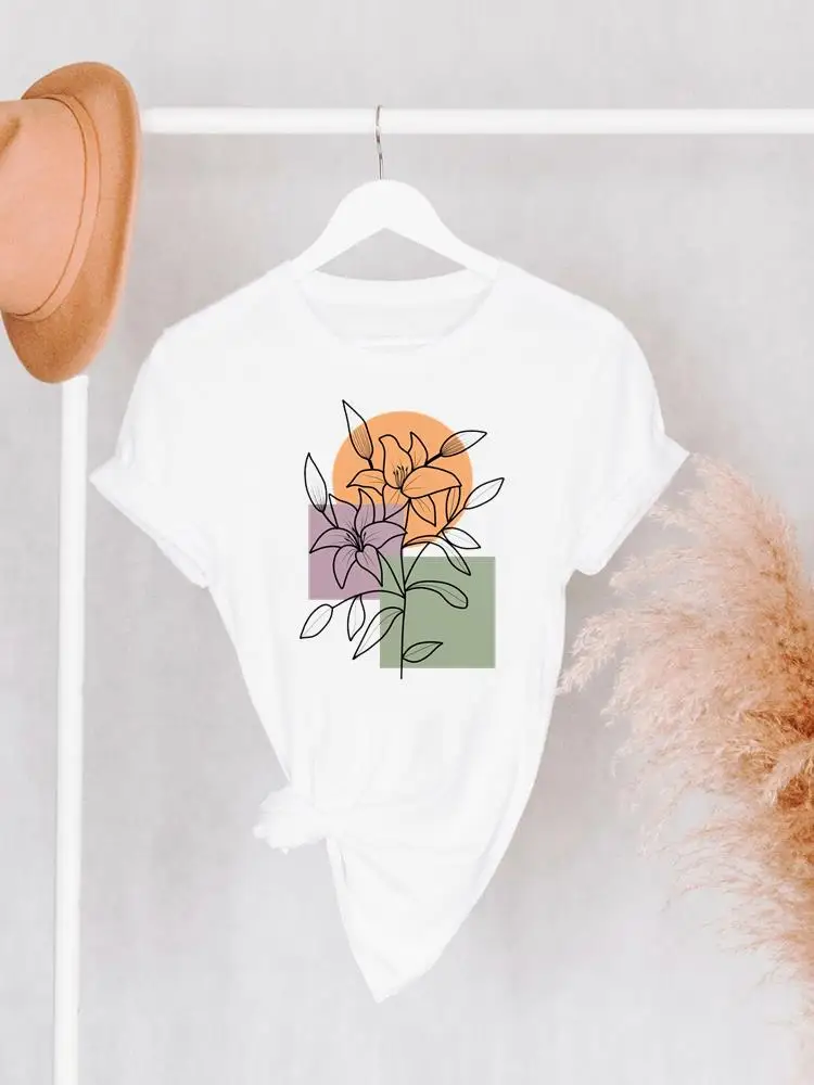 

Watercolor Trend Lovely Print T Shirt Fashion O-neck Short Sleeve Summer Clothes Women Clothing Graphic T-shirt Tee Top