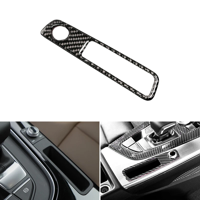 

For Audi A4 B9 A4L 2017 2018 Carbon Fiber Car Center Gear Shift Panel Audio Adjustment Knob Frame Cover Trim