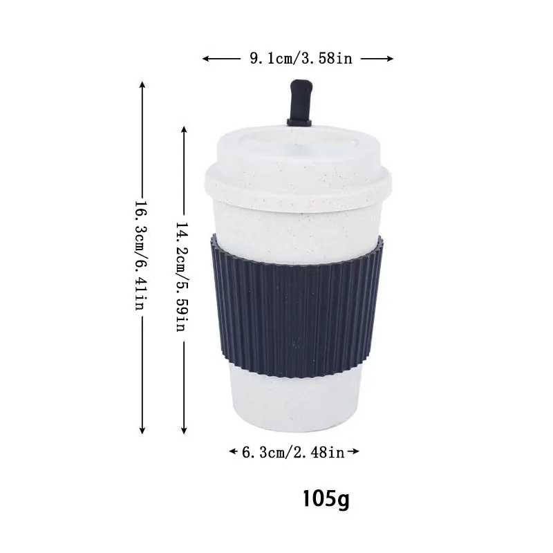 Coffee cup Wheat straw coffee cup water cup mixing plastic latte mug with lid