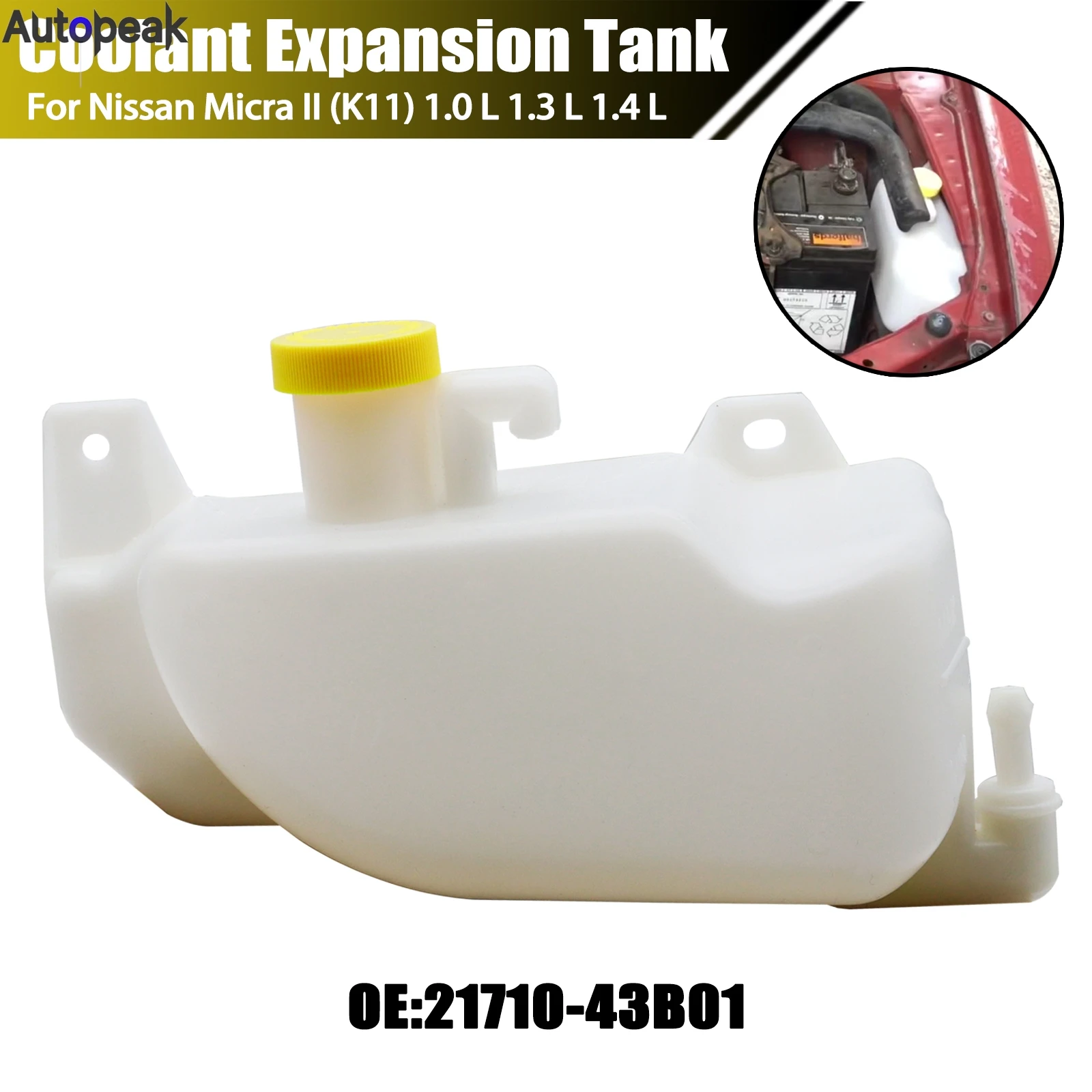 Coolant Reservoir Expansion Tank With Cap For Nissan Micra MK2 K11 1.0L 1.3L 1.4L 16V Hatchback 1992-2003 Fix Leak Replacement radiator coolant tank cap