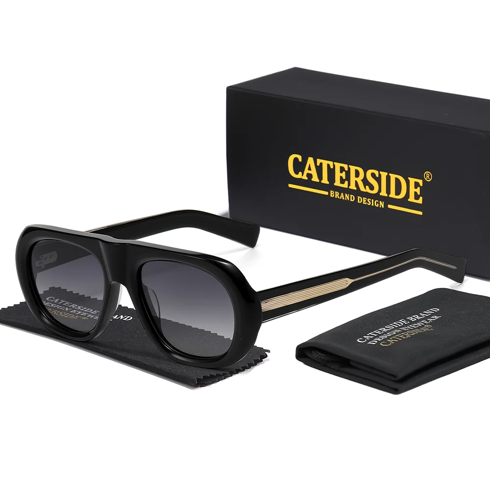 CATERSIDE Retro Herren Polarisierte Sonnenbrille Premium Acetat Dickrahmige Verlaufsgläser Damen Outdoor Reise Luxus-Brille – Detail 7