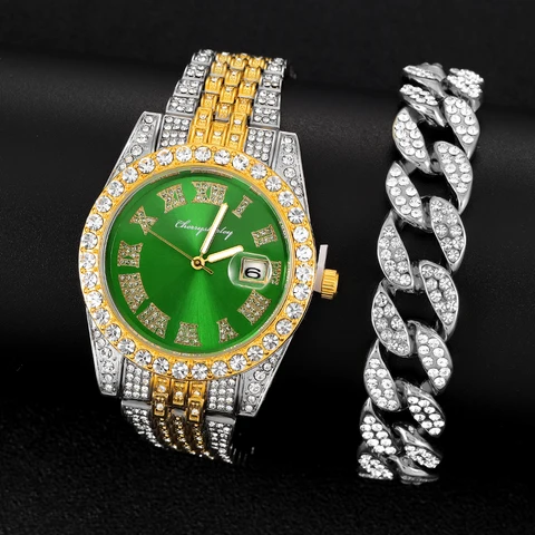 Out Bling Women Men Watches With Bracelet Ladies Luxury Rhinestone Quartz Watch Women Crystal Watches Relogio Feminino new