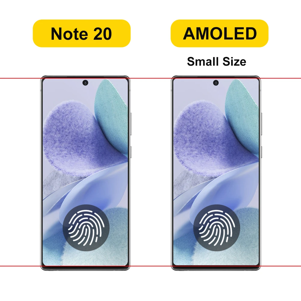 شاشة سامسونج نوت 20 الاصلي متوفر مع اطار أيضاً