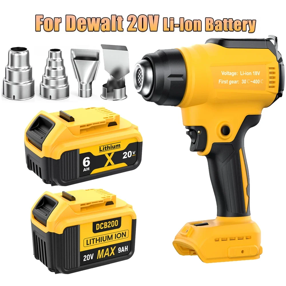 Heat Gun Cordless Heat Gun Adjustable Temperature 122℉-1022℉ Portable Battery Portable Battery Heat Shrink Gun For DEWALT 20V