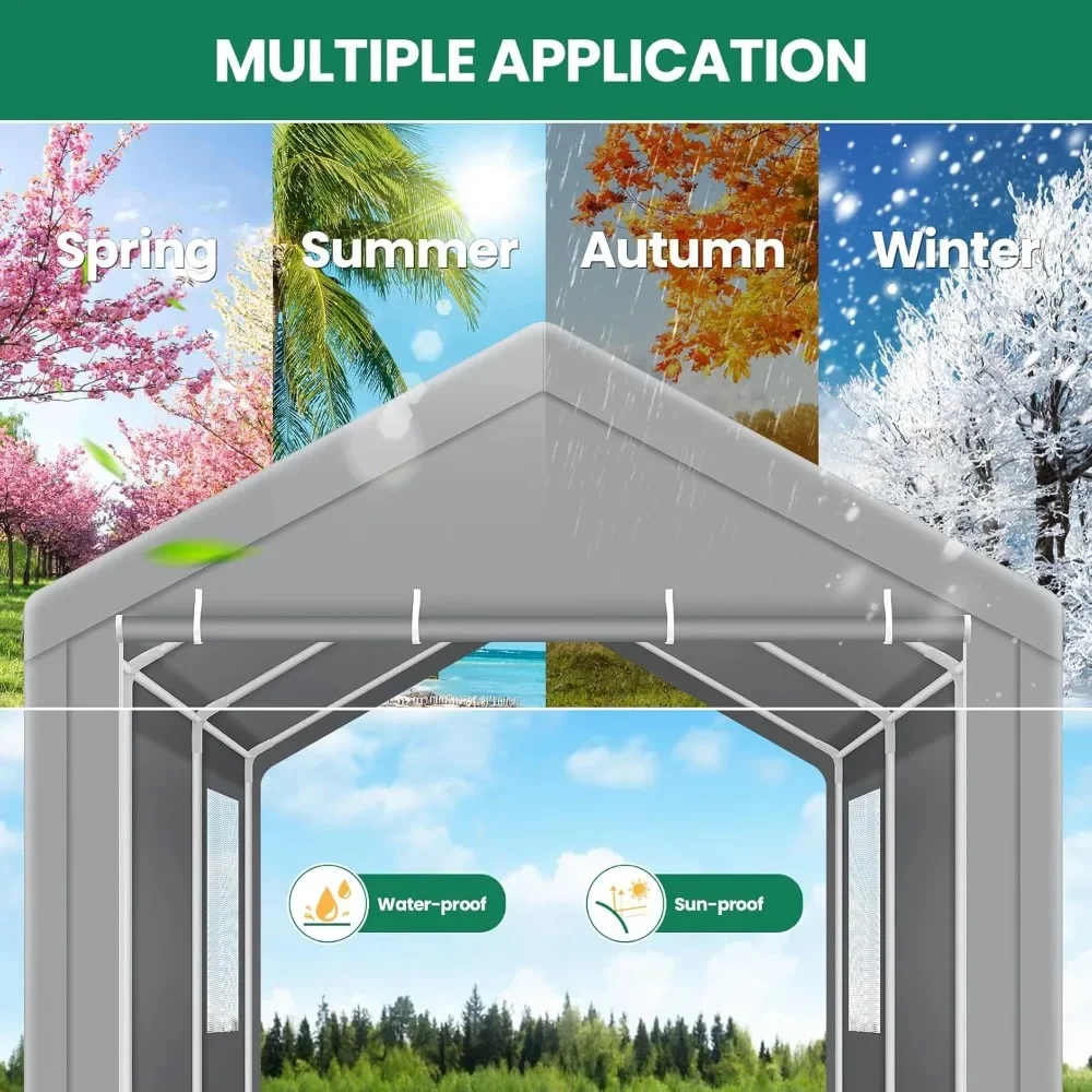 NEW-Carport Canopy 12x20 Heavy Duty Portable Garage with Removable Sidewalls & Doors, Galvanized Frame Car Port Canopy Tent Wate