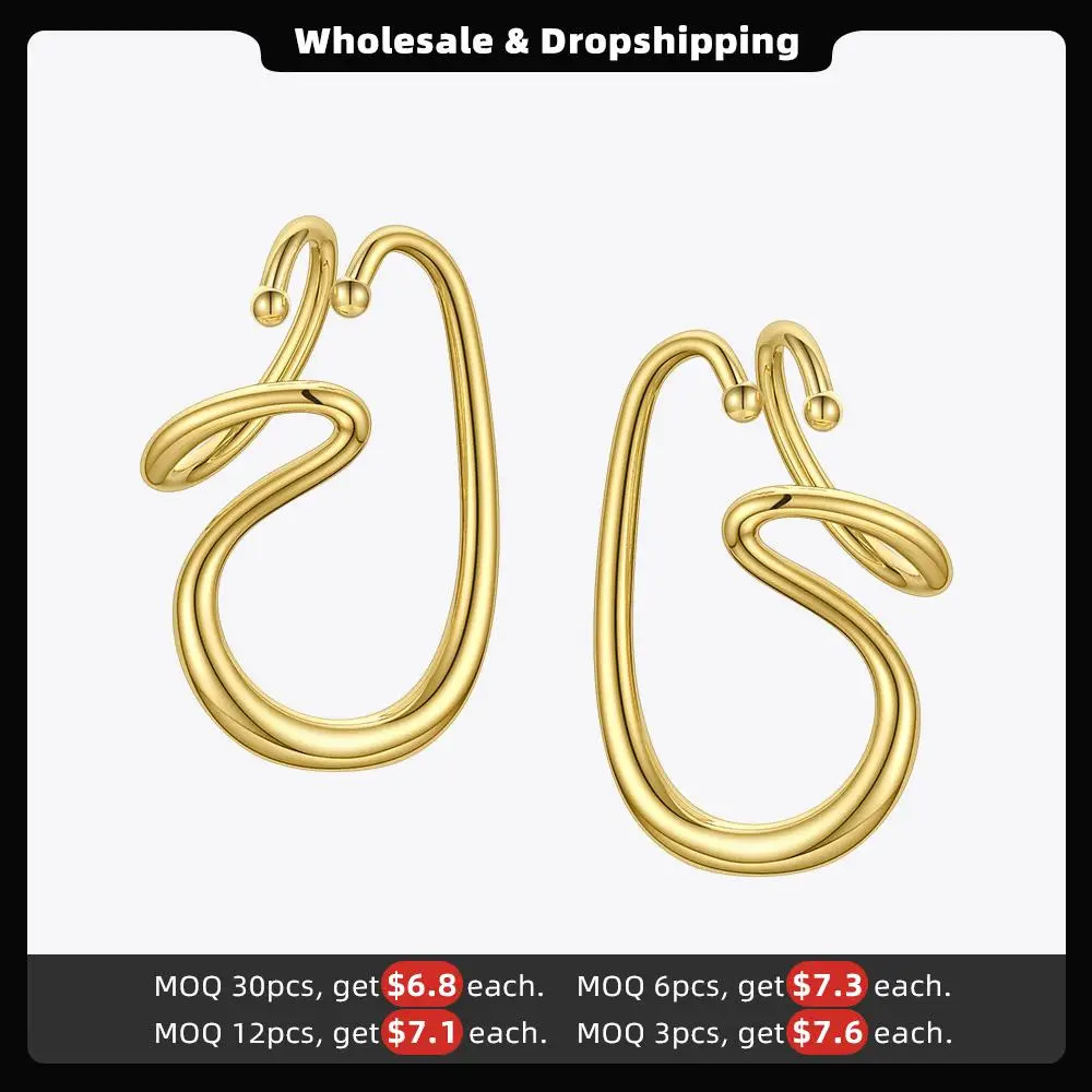 ENFASHION Irregular Line Earrings For Women Gold Color No Piercing Ear Cuff 2020 Fashion Jewelry Friends Gifts Kolczyki E1206