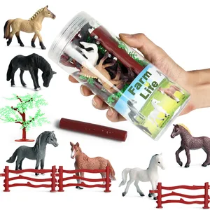 Набор детских моделей диких животных, однотонные мини цилиндры, украшение для сцены деревьев