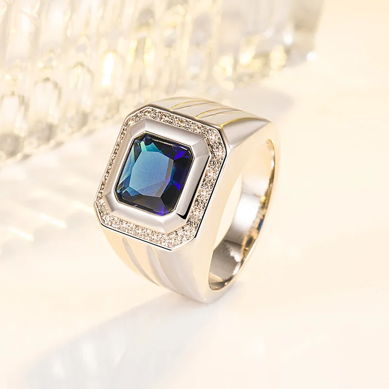 

Genuine 925 Sterling Silver Blue Origin Sapphire Jewelry Ring Females Anillos De Wedding Bands Engagement SAPPHIRE Jewelry Women