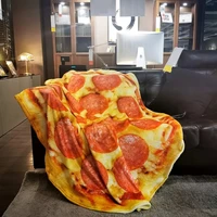 1pc Soft and Warm Pizza Print Flannel Blanket for All Seasons - Perfect for Couch, Sofa, Office, Bed, Camping, and Traveling 1