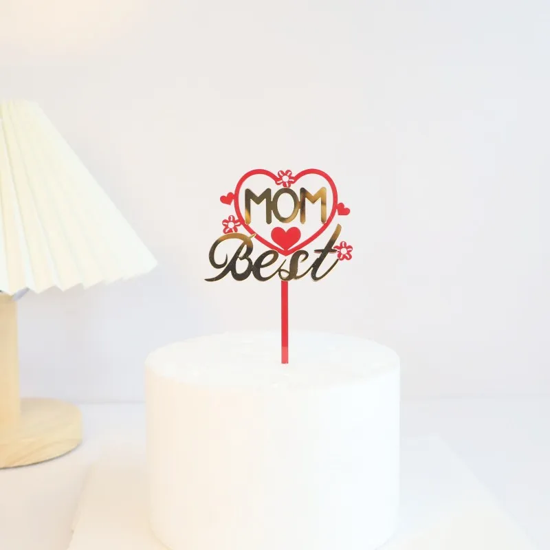 25 Topper Per Cupcake A Forma Di Cuore Con Scritta Happy Mother's Day - Acrilico Oro A Specchio Per Festa Della Mamma
