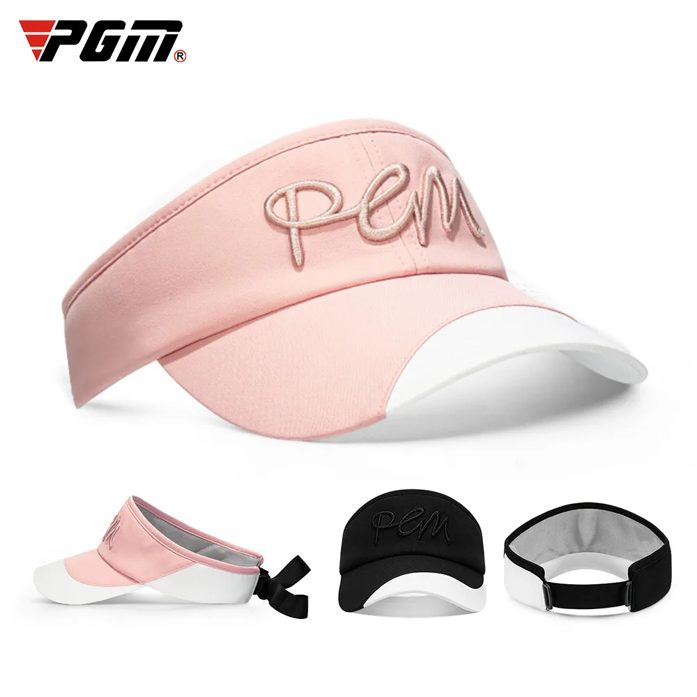 PGM Golf Visor Women Embroidery Empty Top Hat Sun Hats For Ladies Girls Summer Sports Cap Outdoor Adjustable Golf Baseball Caps