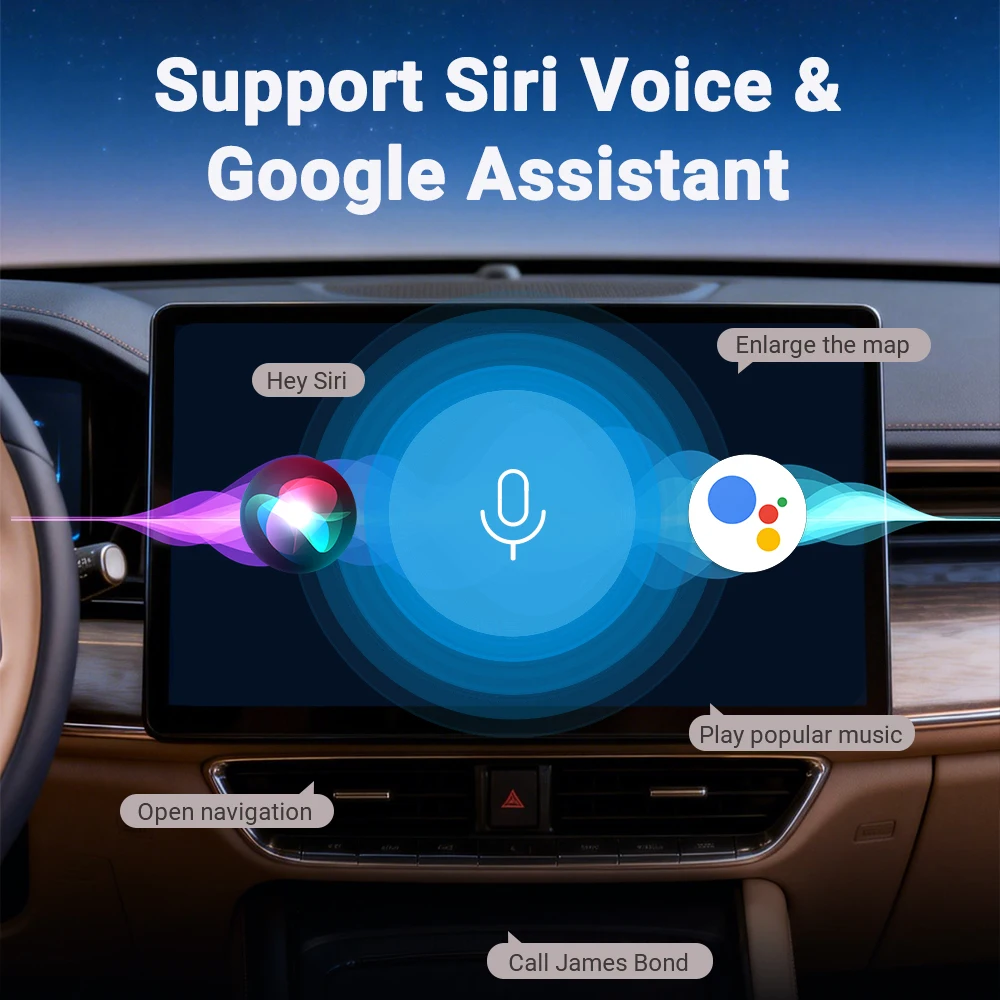 Wireless CarPlay & Android Auto Adapter - Smart Mini Plug & Play Universal USB Dongle