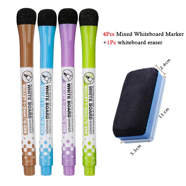 Vibrant Whiteboard Pens Set - Fine Tip Magnetic, Erasable Caps, Perfect