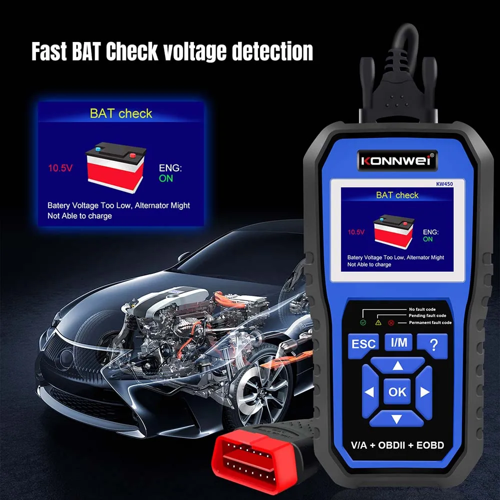 Car Scanner KONNWEI KW450 Full Systems Scanner Car OBD2 Diagnostic Tool for VAG COM VW Audi ABS Airbag Oil ABS EPB SRS TPMS Reset Scanner
