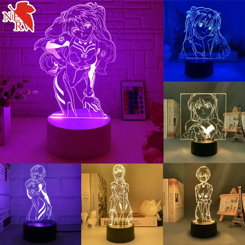 Anime EVA 3D Night Light Ornaments Neon Genesis Evangelion Asuka