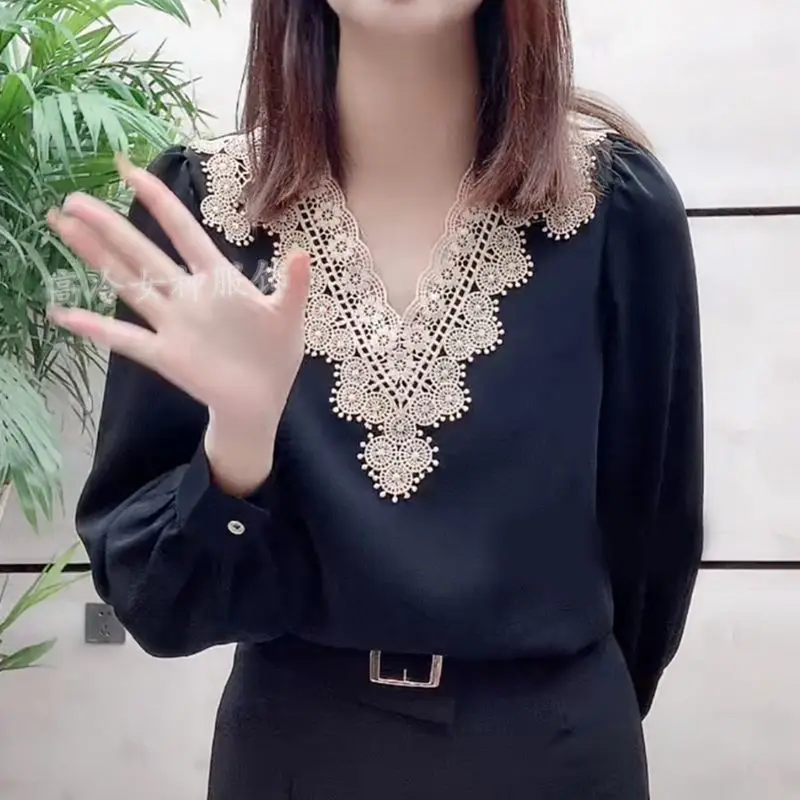 여성용 v넥 레이스 언더코트, 랜턴 슬리브, 루즈한 블라우스, 얇은 타이 다이, 다양한 색상, 봄/여름 플러스 사이즈, 쉬폰, 비치 스타일