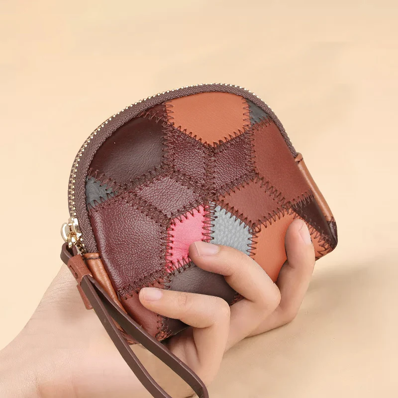 Women 100% Genuine Leather Wallets Small Coin Purse Mini Wallet With Zipper Keychain Clutch Pouch Bag Pouch Key Card Holder