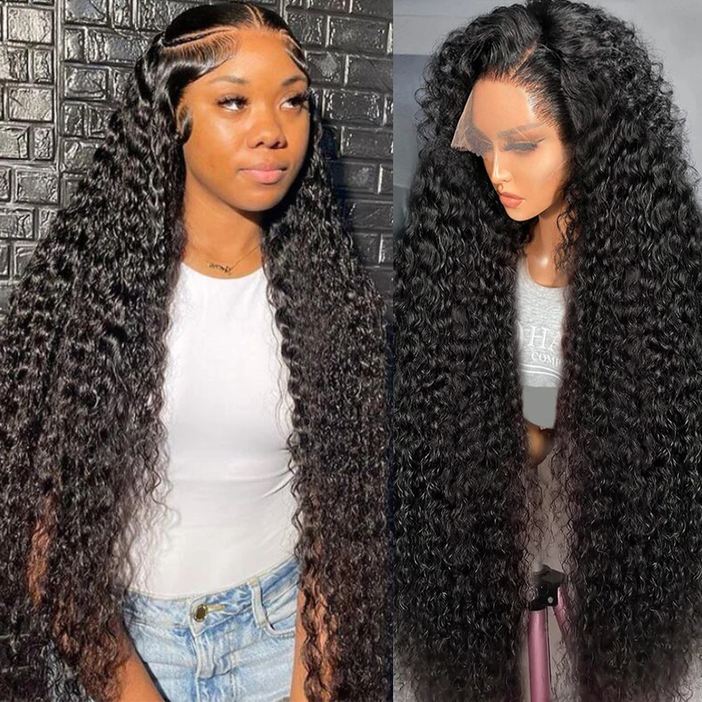 

13x4 13x6 Deep Wave Hd Lace Frontal Curly Human Hair Wigs for Women Glueless Pre Plucked 30 40 Inch Water Wave Lace Front Wig