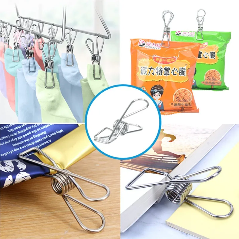 100Pcs 6cm Stainless Steel Clothes Pegs Sealing Clips Clothespins Metal Storage Kitchen Organizer Tool Cloth Pin Clip Holders 4