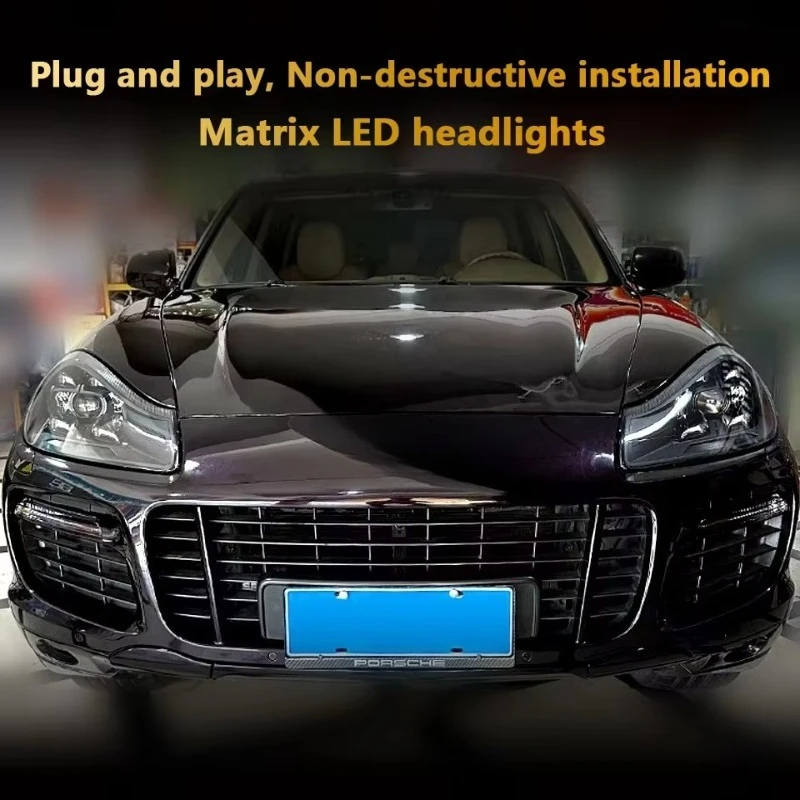 포르쉐 카이엔 957용 LED 헤드라이트 2007-2010 업그레이드 매트릭스 신형, 고품질, 플러그 앤 플레이