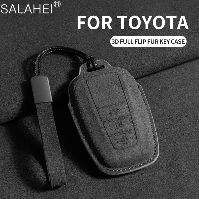 

Suede Leather Car Key Case Cover Holder Shell For Toyota Prius Camry Corolla CHR C-HR RAV4 Land Cruiser Keychain Accessories