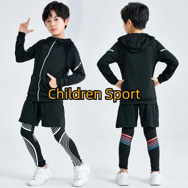 

Children Sport Suit Set Long Sleeve Compression Shirt Boys Fitness Gym Basketball Soccer Training Quick Dry Workout Sportwear