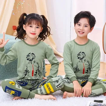 Teenager Boys Pyjamas Sets Cotton Girls Pajamas Suit Winter Long Sleeve Children's Clothing Sleepwear for Kids 8 10 12 14 Years