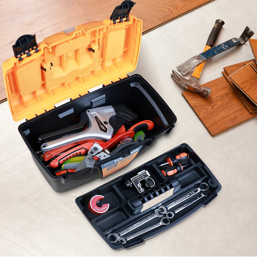 AIRAJ Hardware toolbox Set 12 and 15 inch plastic thick combination suitcase electrician carpenter electric drill storage box 6