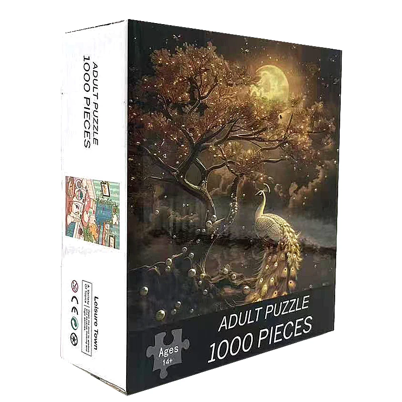 70*50cm 1000pieces Paper Puzzle Adult Puzzle Peacock in the MoonlightDifficulty Jigsaw Puzzle Relaxing Craft Home Wall Decro 3