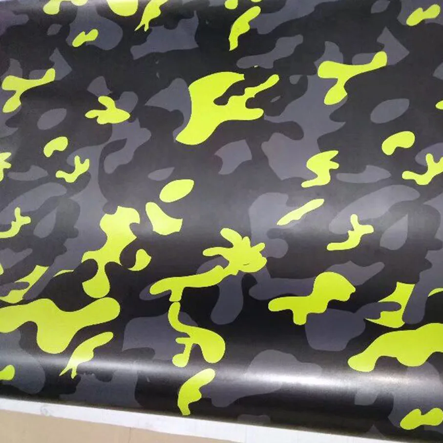 

Premium digital yellow Camouflage Vinyl Film Foil Car Wrap With Air Bubble Free Vehicle Motorbike Scooter Decal Sticker Wrapping