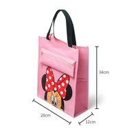 MINISO Original Mickey Mouse Handbag Cartoon Casual Portable Oxford Cloth bag Pen File Folder for Papers Student Stationery 2