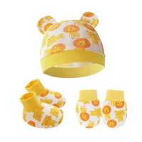 Newborn Baby Cap No Scratch Mittens Baby Gloves Sock Set Newborn Hospital Hat Newborn Baby Mittens Anti Scratch 6