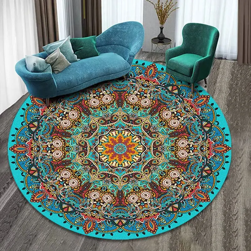

Round Colorful Printed Carpet For Bedroom, Living Room, Floor Mats