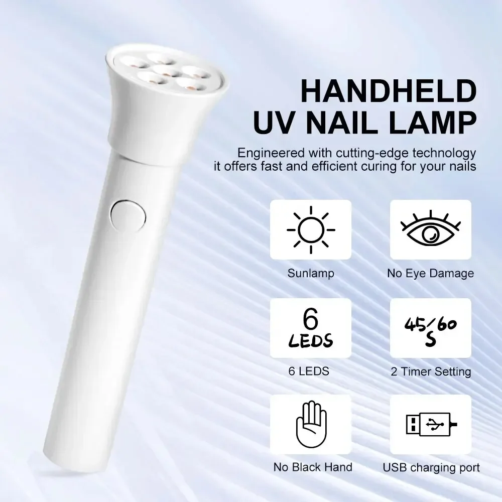 Portable nail lamp Nail Art UV LED Light Dryer Rechargeable Flashlight UV Lamp Nail Drying Gel Polish Lamp Home Salon Tools