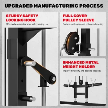 Smith Machine, 2000LBS M11 Multi-Function Squat Rack Power Cage with Cable Crossover System and Smith Bar, All-in-One LAT 5
