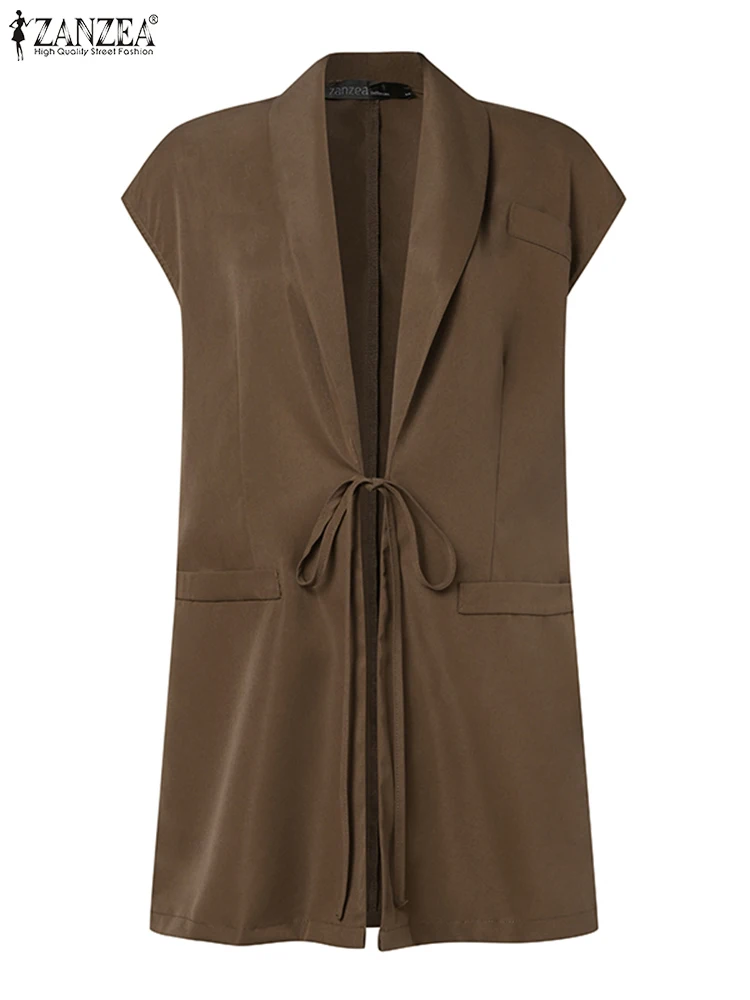 Polyester Sleeveless Blazer for Women Autumn Office Streetwear