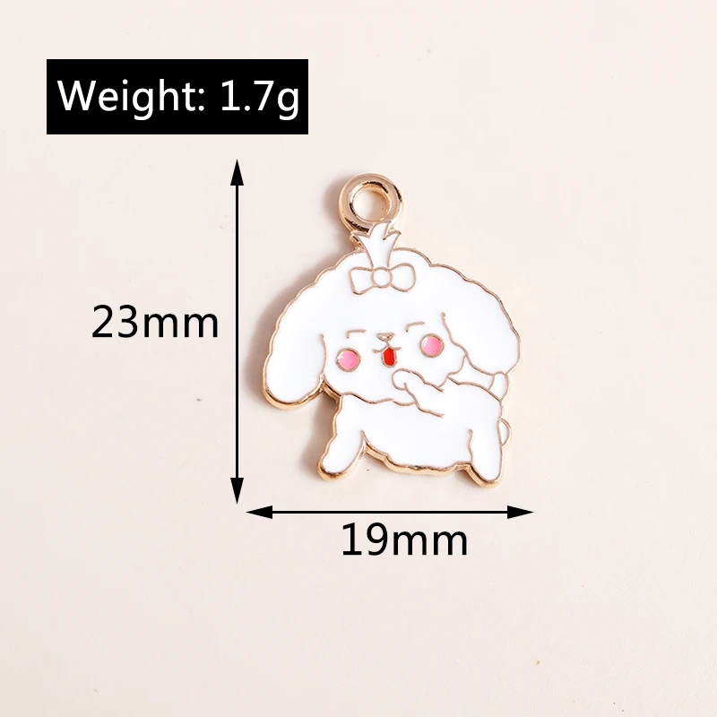 10 stücke Mischte Cartoon Nette Emaille Hund Charme Pfote Tier Anhänger für Halsketten Ohrringe DIY Schmuck Machen Zubehör Handgemachte – Detail 14