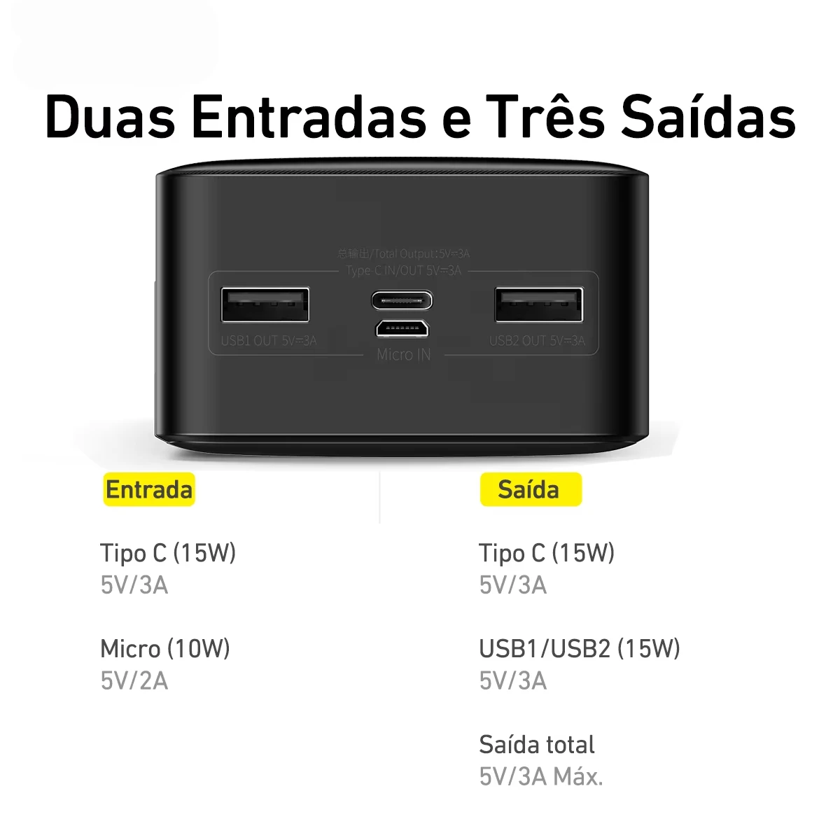 Powerbank Baseus 30000mah 15w Display Digital Carga Rápida Carregador Portátil Recarregável USB Alta Resistencia - Imagem 3