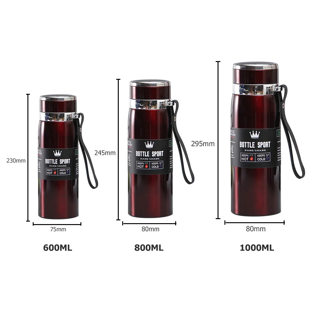 Thermal Water Bottle 1000ml Thermos Vacuum Flask Double Stainless Steel Coffee Tea Insulated Cup Leakage-proof for Office thermal water bottle