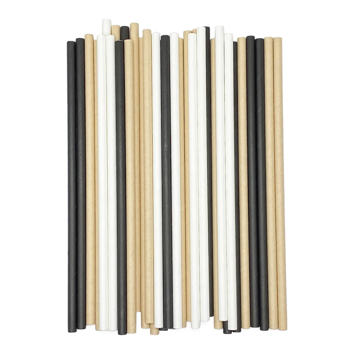 6mm Brown White Black Straight Paper Straws Individually Wrapped Pack of 100 Durable Recyclable Coffee Drinking Straws