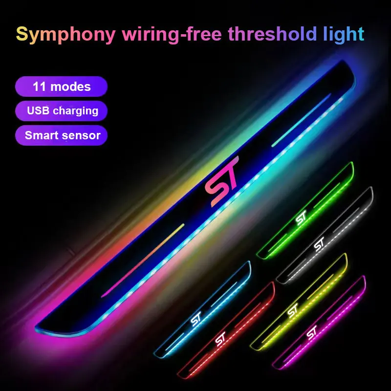 

Car Door Sill Lights with Logo Illuminated Welcome Lamp For Ford ST Logo Focus Fiesta Ecosport MK2 Symphony Wireless Sensor Auto