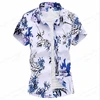 Summer Floral Hawaiian Shirts Men Fashion Short Sleeve Shirt Flower Blouse Turn Over Collar Casual Lapel Camisas Men's Clothing 3