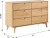 Modern Grooved Handle Wood 6-Drawer Dresser, 52 Inch, Natural Pine 3
