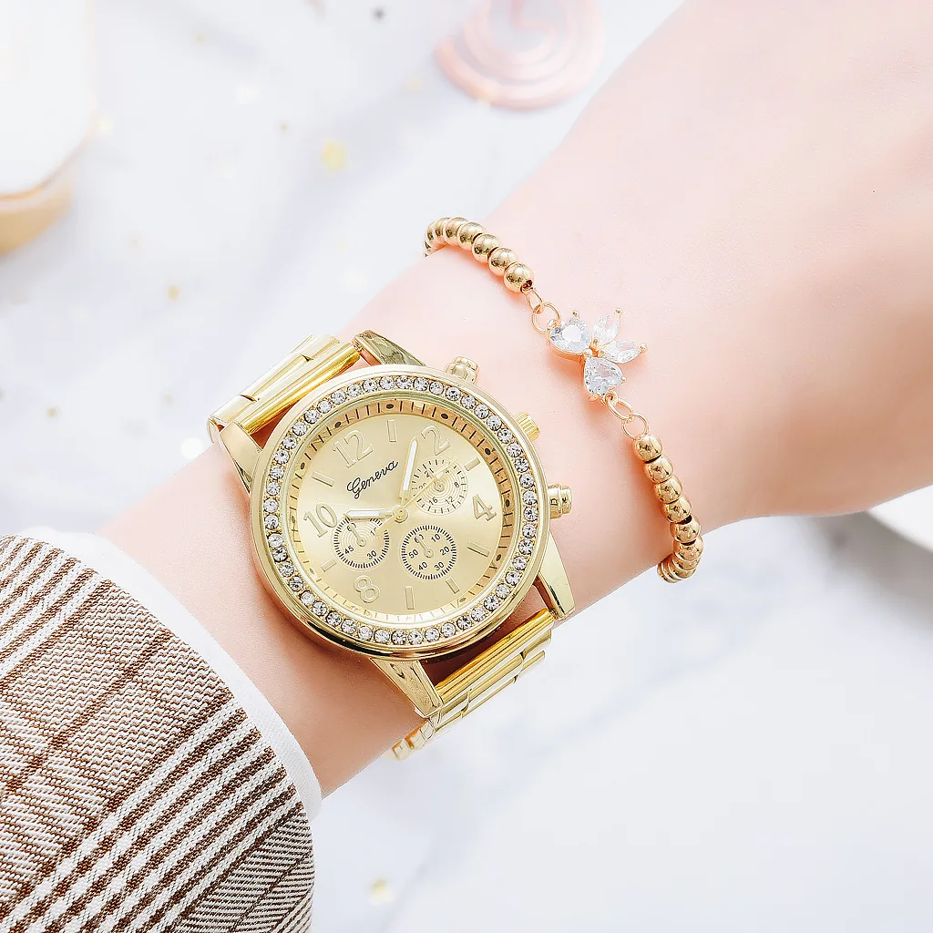 

Women's Watches Geneva Classic Luxury Rhinestone Watch Women Watches Ladies Fashion Gold Watch Clock Reloj Mujer Montre Femme