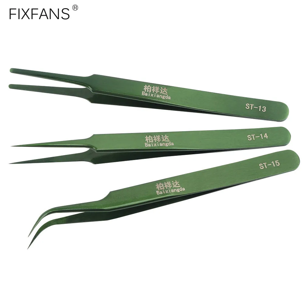 

Точные тонкие пинцеты из нержавеющей стали FIXFANS с прямым, изогнутым и круглым тупым наконечником для детской модели